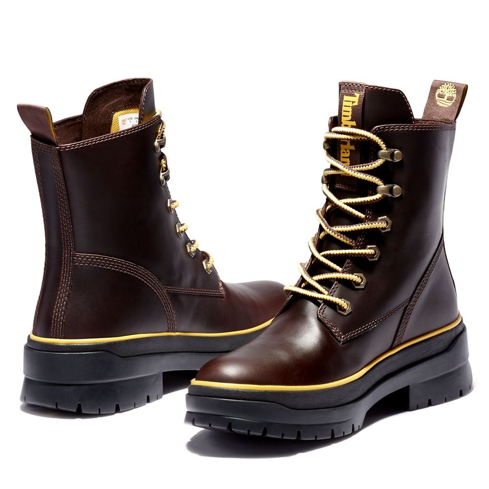 Botas Con Cordones Timberland Argentina Mujer - Malynn Ek+ Waterproof - Marrones Oscuro - PWNTXE-869